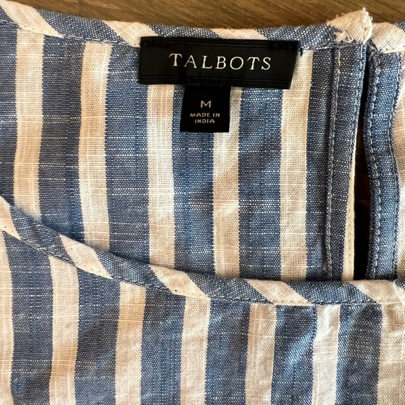 Talbots Pacific Stripe Fringe Sleeve Top Size Medium - Picture 8 of 8